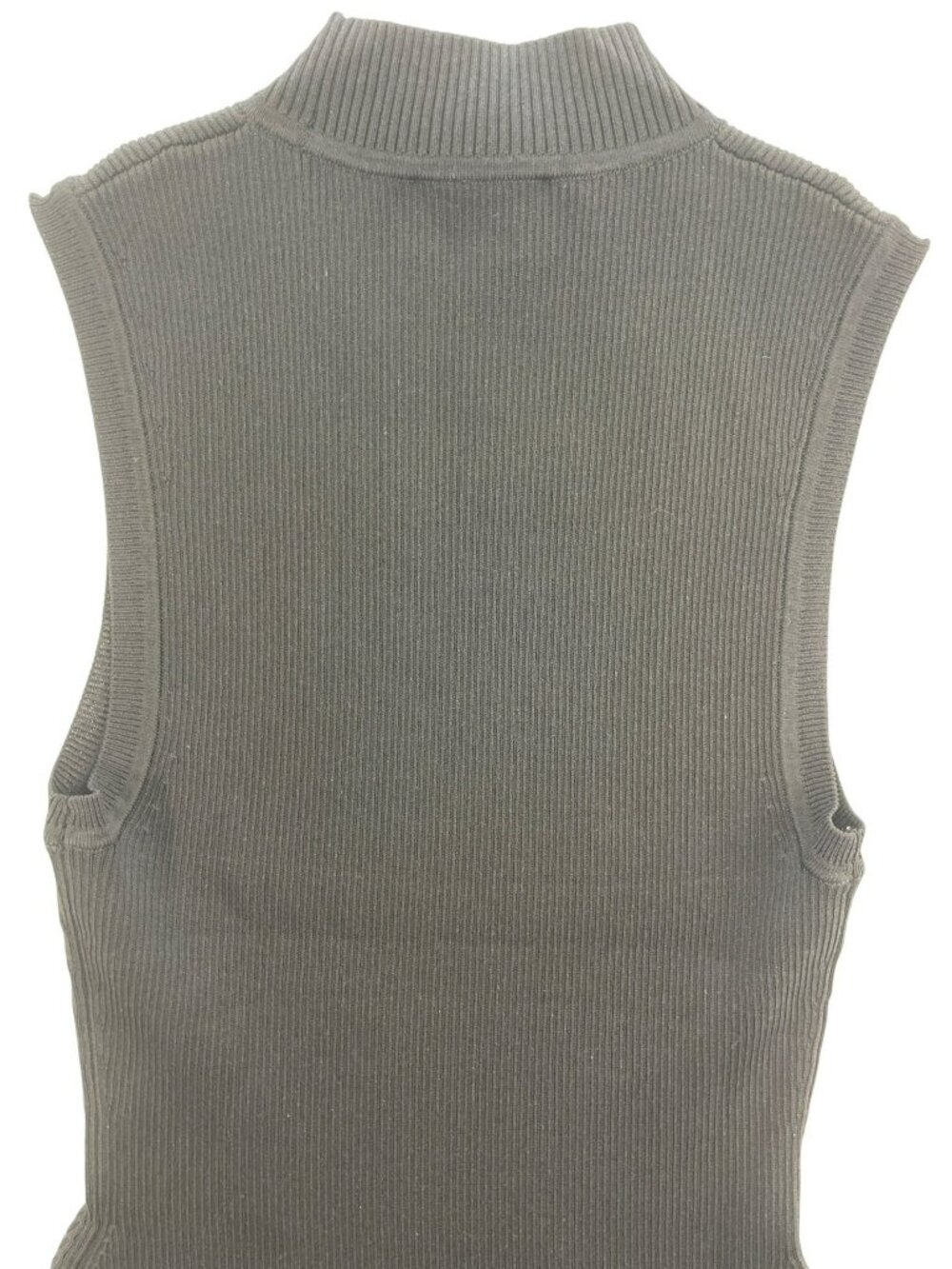 Milly Leather Pleated Skirt Knit Dress Black Sleeveless Ribbed Mock Neck Size P - Picture 6 of 13